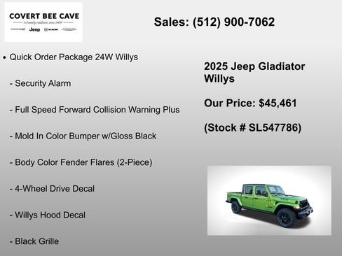 New 2025 Jeep Gladiator Willys image 18