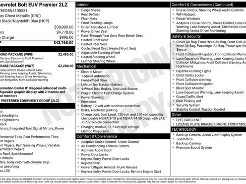Certified 2022 Chevrolet Bolt EUV Premier w/ Sun & Sound Package image 4