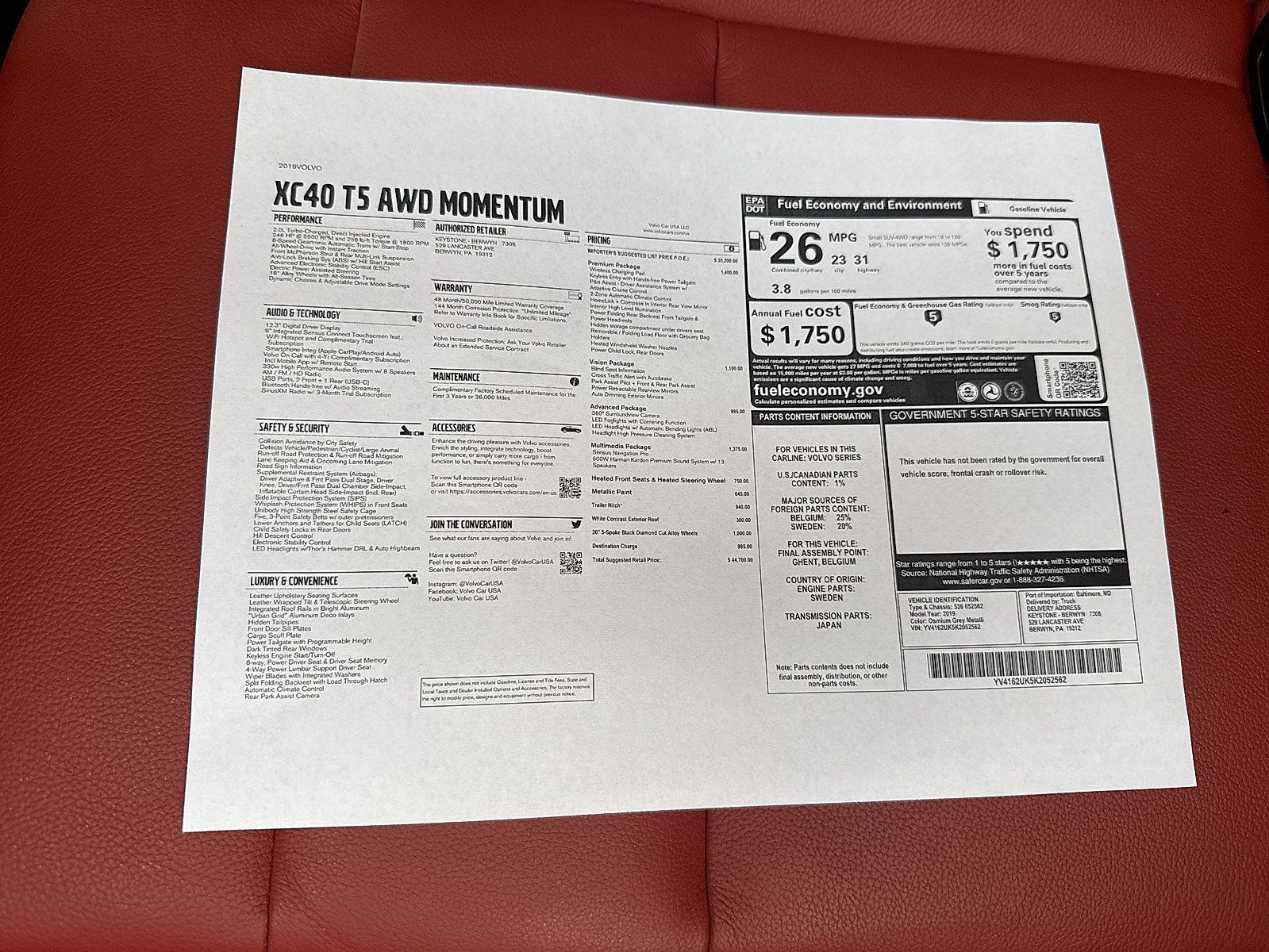 Used 2019 Volvo XC40 T5 Momentum AWD/4WD image 58
