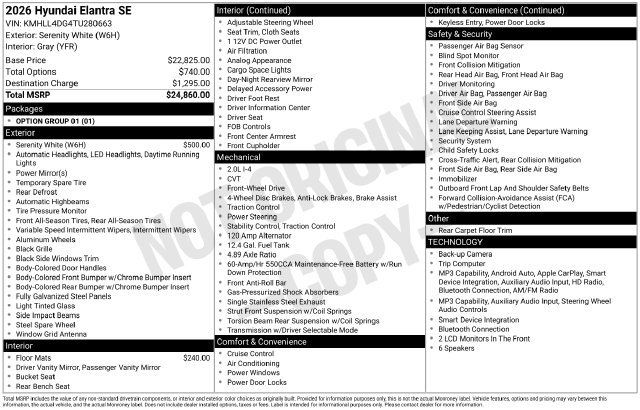 New 2026 Hyundai Elantra SE FWD image 24
