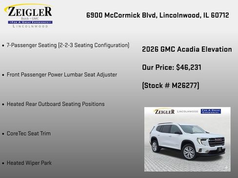 New 2026 GMC Acadia Elevation w/ Elevation Premium Package AWD/4WD image 36
