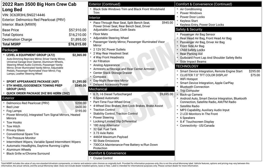 Used 2022 RAM 3500 Big Horn w/ Level A Equipment Group AWD/4WD image 2
