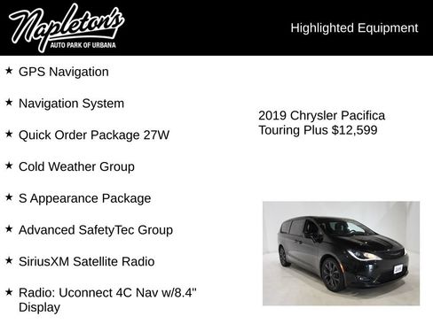 Used 2019 Chrysler Pacifica Touring Plus w/ Advanced Safetytec Group FWD image 15