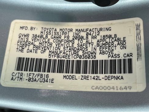 Used 2012 Toyota Corolla LE FWD image 13