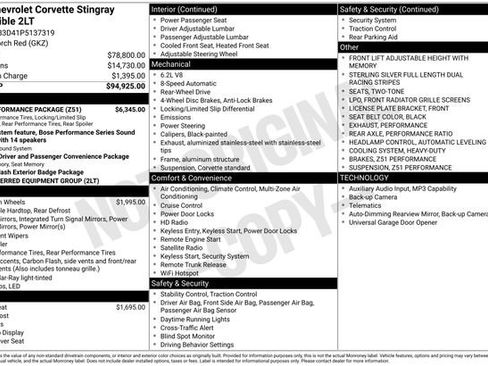 Certified 2023 Chevrolet Corvette Stingray Preferred Conv w/ Z51 Performance Package RWD image 36