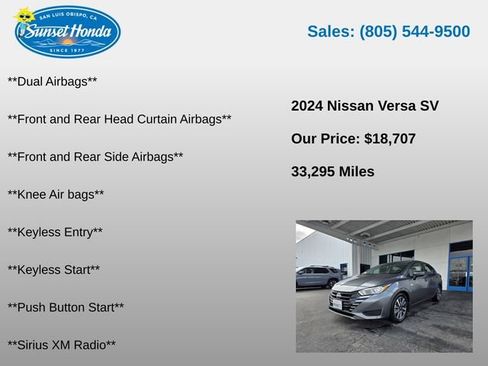 Used 2024 Nissan Versa SV w/ Trunk Package FWD image 6