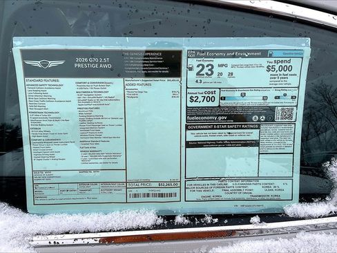 New 2026 Genesis G70 2.5T Prestige image 13