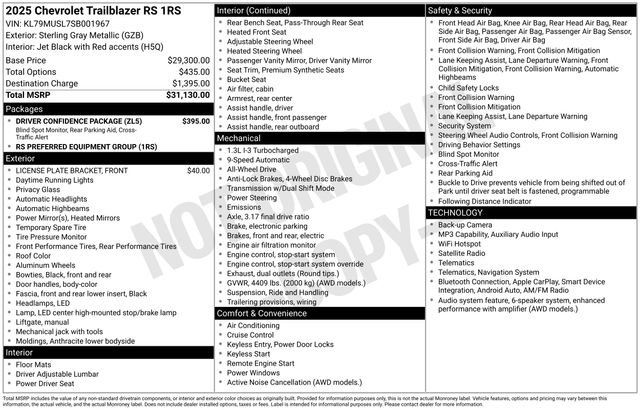 Used 2025 Chevrolet TrailBlazer RS w/ Driver Confidence Package AWD/4WD image 33