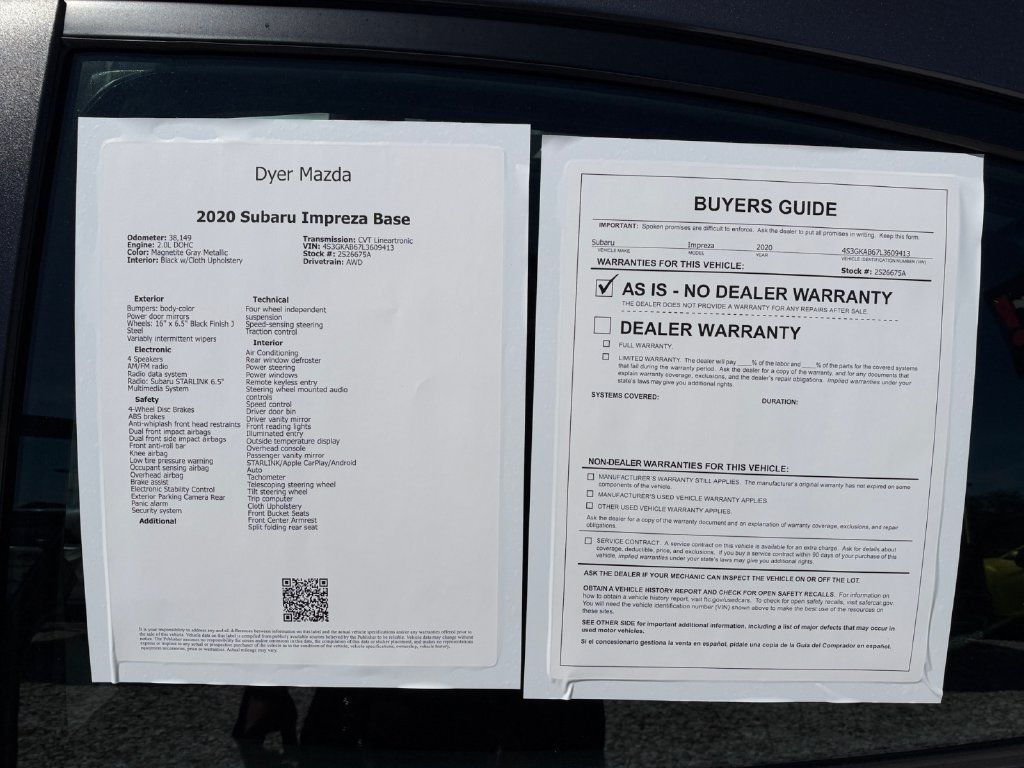 Used 2020 Subaru Impreza 2.0i AWD/4WD image 25
