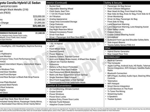 Used 2023 Toyota Corolla LE w/ LE Convenience Package FWD image 30