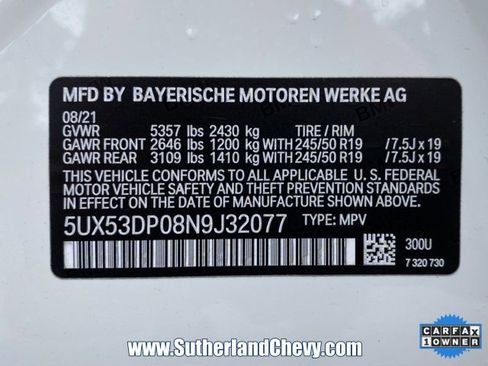 Used 2022 BMW X3 xDrive30i w/ Premium Package image 53