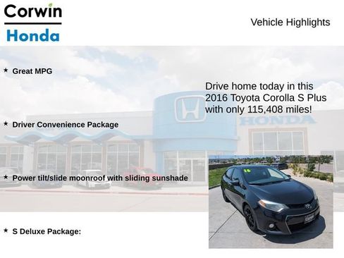Used 2016 Toyota Corolla S w/ Driver Convenience Package FWD image 6