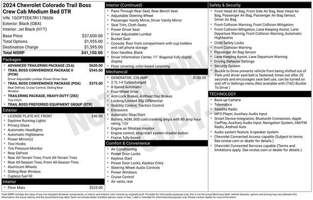 Used 2024 Chevrolet Colorado Trail Boss w/ Advanced Trailering Package AWD/4WD image 2