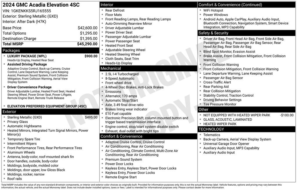 Used 2024 GMC Acadia Elevation w/ Luxury Package FWD image 6