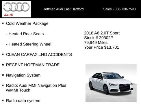 Used 2018 Audi A6 2.0T Premium w/ Cold Weather Package AWD/4WD image 6