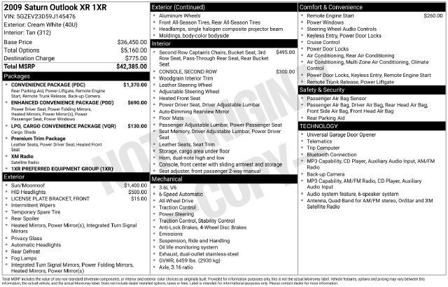 Used 2009 Saturn Outlook XR w/ Convenience Package AWD/4WD image 2