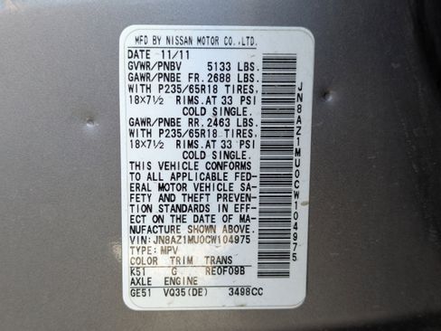 Used 2012 Nissan Murano SL w/ Navigation Pkg image 52