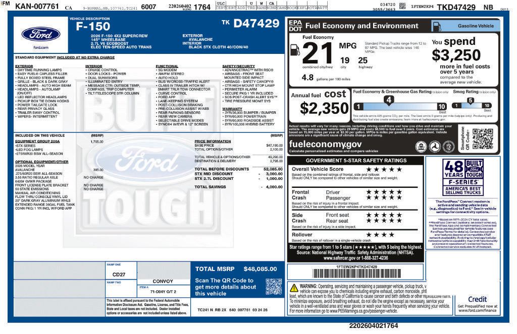New 2026 Ford F150 STX w/ Equipment Group 200A RWD image 2