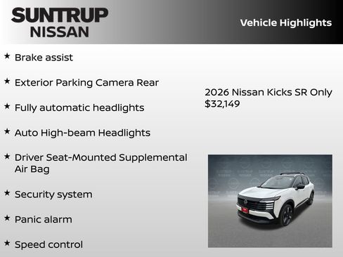 New 2026 Nissan Kicks SR w/ SR Premium Package AWD/4WD image 30