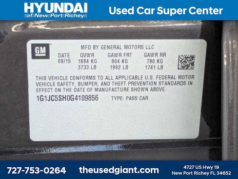 Used 2016 Chevrolet Sonic LT w/ Driver Confidence Package FWD image 29