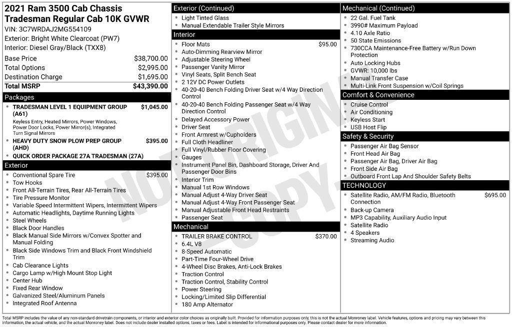 Used 2021 RAM 3500 Tradesman AWD/4WD image 16