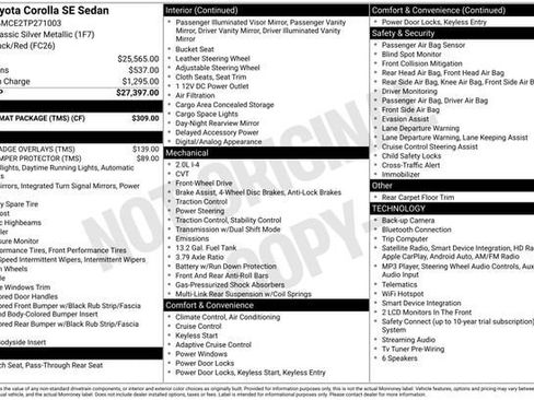 Certified 2026 Toyota Corolla SE w/ Carpet Mat Package (TMS) FWD image 32
