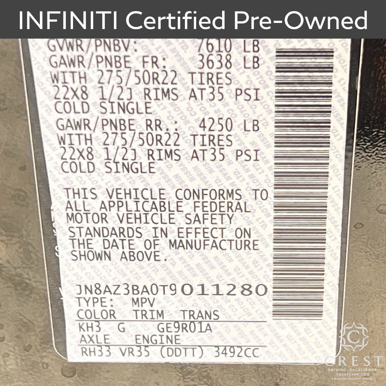 Certified 2026 INFINITI QX80 Luxe w/ Cargo Package RWD image 34