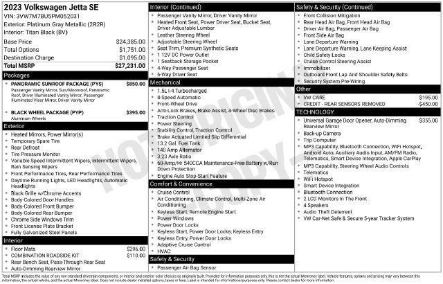 Used 2023 Volkswagen Jetta SE w/ Panoramic Sunroof Package FWD image 10