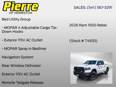 New 2026 RAM 1500 Rebel w/ Bed Utility Group AWD/4WD image 18