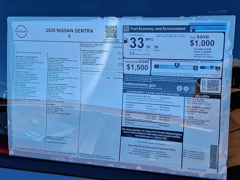 New 2026 Nissan Sentra S w/ S Cold Weather Package image 6