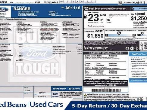 Certified 2019 Ford Ranger XLT w/ Equipment Group 301A Mid image 35