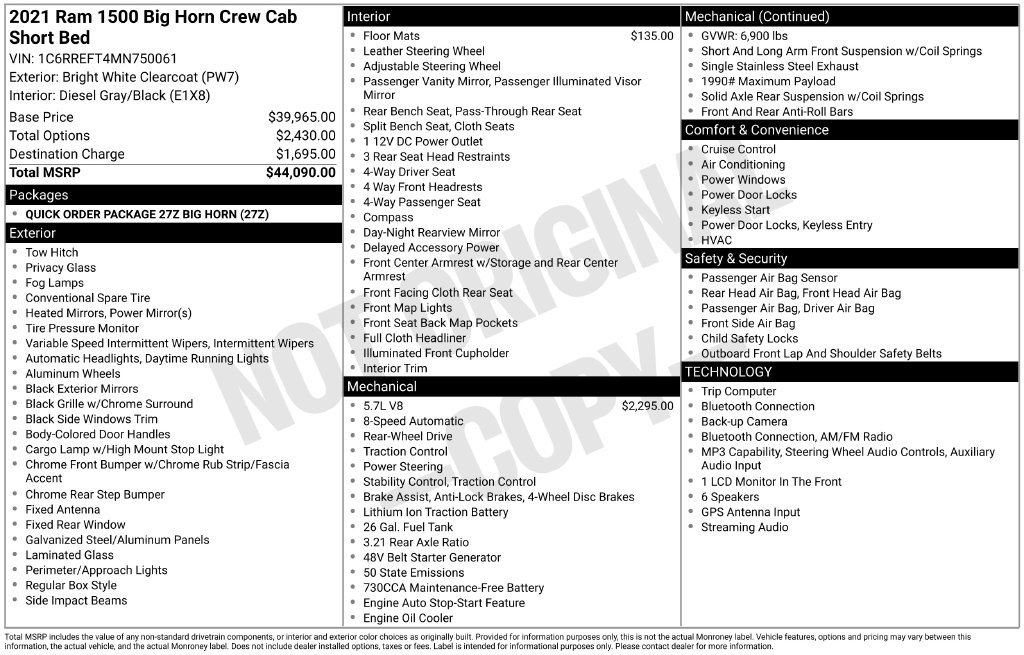 Certified 2021 RAM 1500 Big Horn RWD image 8