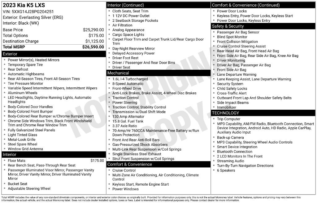 Certified 2023 Kia K5 LXS FWD image 8
