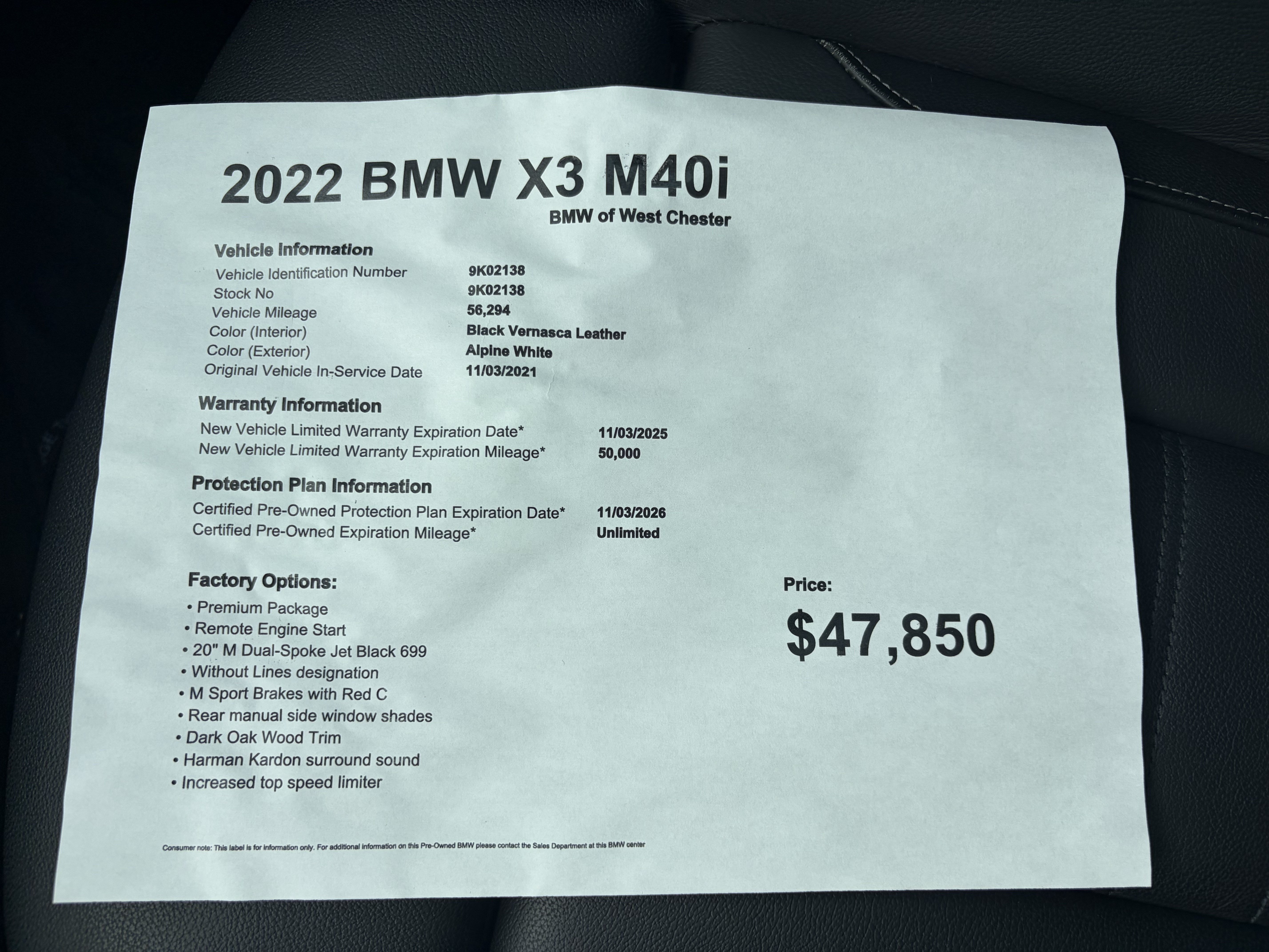 Certified 2022 BMW X3 M40i w/ Premium Package AWD/4WD image 17