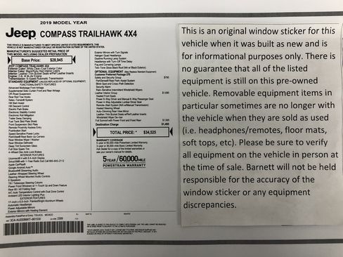 Used 2019 Jeep Compass Trailhawk w/ Leather Interior Group image 2