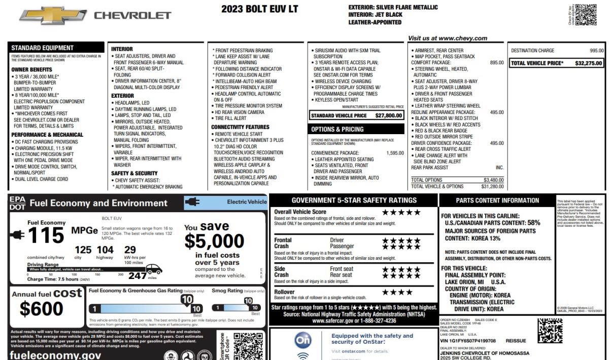 Used 2023 Chevrolet Bolt EUV LT w/ Convenience Package FWD image 13