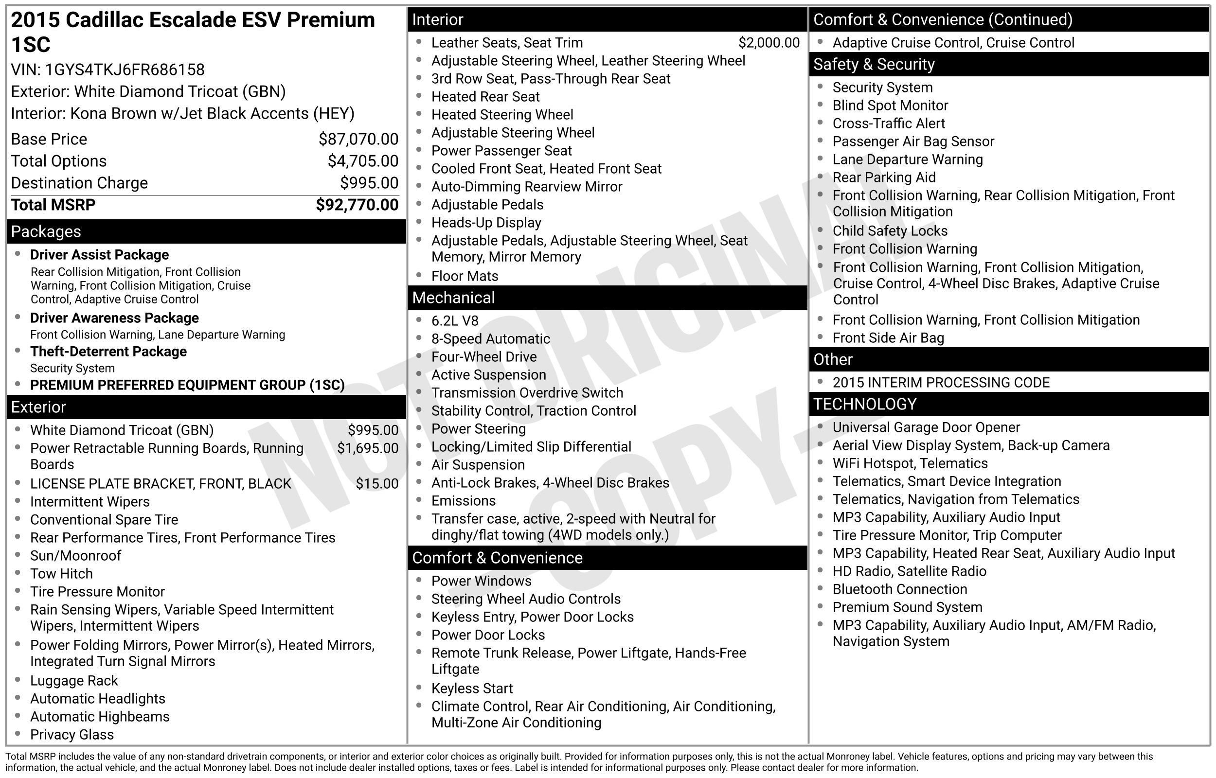 Used 2015 Cadillac Escalade ESV Premium AWD/4WD image 3