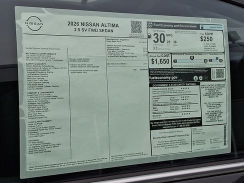 New 2026 Nissan Altima 2.5 SV FWD image 20