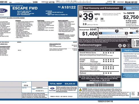 Used 2024 Ford Escape ST-Line w/ Equipment Group 301A FWD image 30