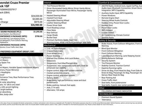 Used 2019 Chevrolet Cruze Premier w/ Sun And Sound Package FWD image 5