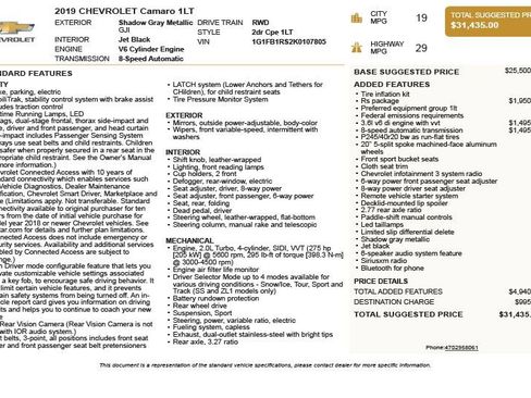 Used 2019 Chevrolet Camaro LT w/ RS Package image 3