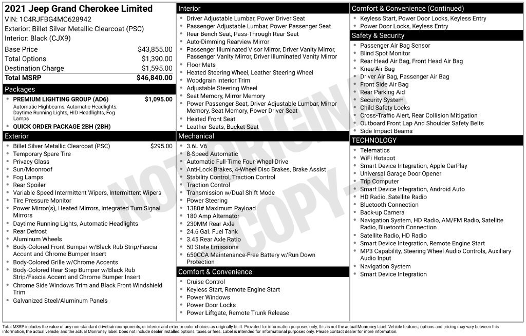 Certified 2021 Jeep Grand Cherokee Limited w/ Premium Lighting Group AWD/4WD image 2