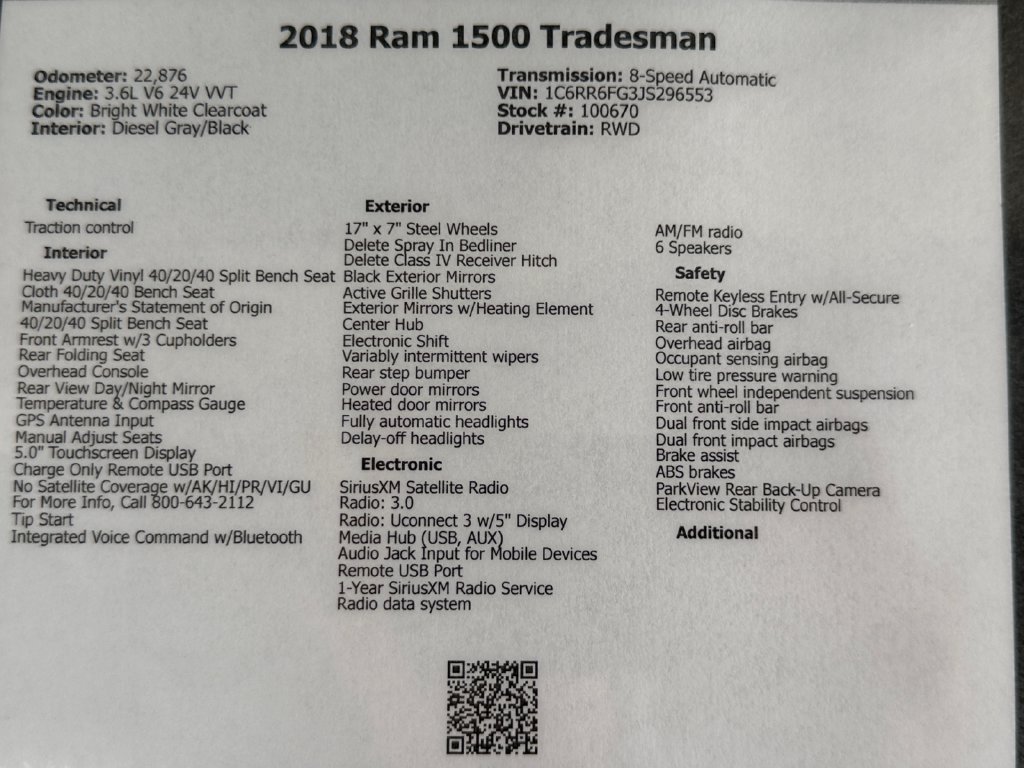 Used 2018 RAM 1500 Tradesman w/ Popular Equipment Group RWD image 49
