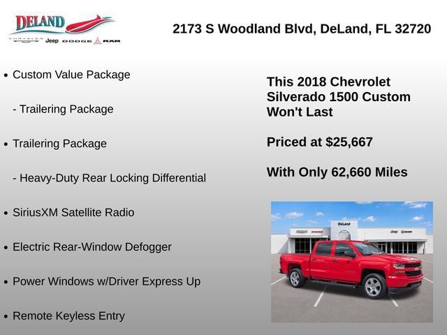Used 2018 Chevrolet Silverado 1500 Custom w/ Custom Value Package AWD/4WD image 30
