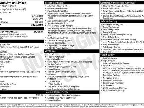 Used 2015 Toyota Avalon Limited w/ Technology Package FWD image 34