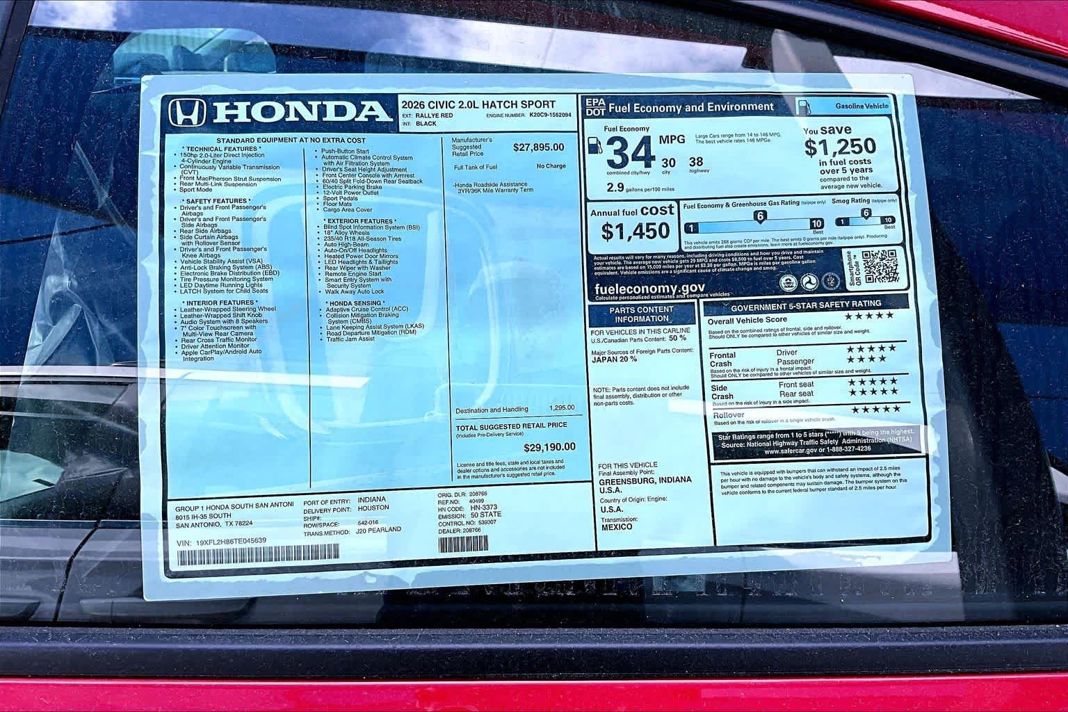 New 2026 Honda Civic Sport image 18