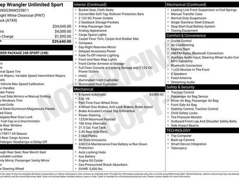 Used 2022 Jeep Wrangler Unlimited Sport AWD/4WD image 15