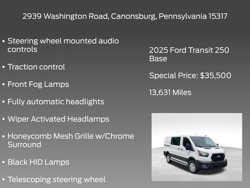 Used 2025 Ford Transit 250 Low Roof w/ Exterior Upgrade Package RWD image 10