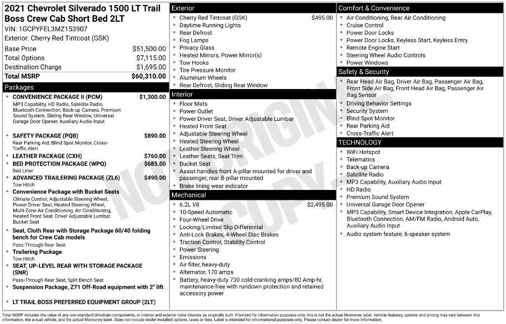 Certified 2021 Chevrolet Silverado 1500 LT Trail Boss w/ Convenience Package II AWD/4WD image 10
