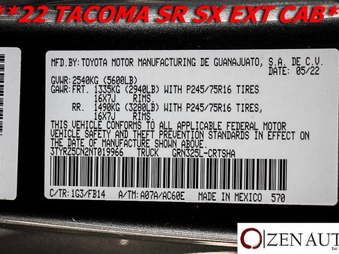 Used 2022 Toyota Tacoma SR w/ SX Package image 53